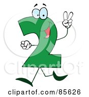 Royalty Free RF Clipart Illustration Of A Friendly Green Number 2 Two Guy