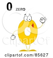 Royalty Free RF Clipart Illustration Of A Friendly Number 0 Zero Guy With Text by Hit Toon