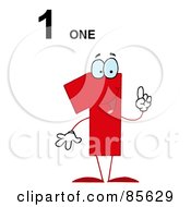 Royalty Free RF Clipart Illustration Of A Friendly Red Number 1 One Guy With Text