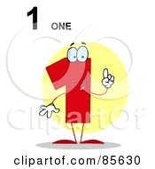 Royalty Free RF Clipart Illustration Of A Friendly Number 1 One Guy With Text