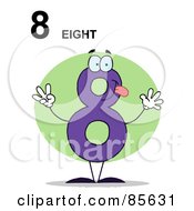 Royalty Free RF Clipart Illustration Of A Friendly Number 8 Eight Guy With Text by Hit Toon