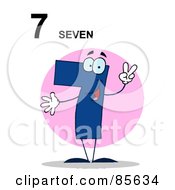 Royalty Free RF Clipart Illustration Of A Friendly Number 7 Seven Guy With Text
