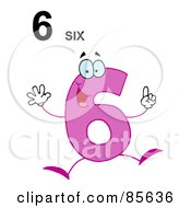 Royalty Free RF Clipart Illustration Of A Friendly Pink Number 6 Six Guy With Text