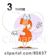 Royalty Free RF Clipart Illustration Of A Friendly Number 3 Three Guy With Text