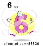 Royalty Free RF Clipart Illustration Of A Friendly Number 6 Six Guy With Text