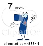 Poster, Art Print Of Friendly Blue Number 7 Seven Guy With Text