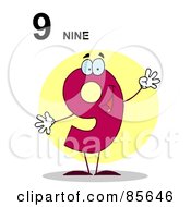 Royalty Free RF Clipart Illustration Of A Friendly Number 9 Nine Guy With Text