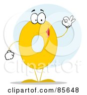 Royalty Free RF Clipart Illustration Of A Friendly Yellow Number 0 Zero Guy