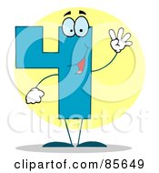 Royalty Free RF Clipart Illustration Of A Friendly Number 4 Four Guy