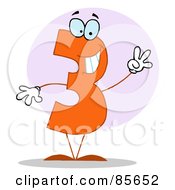 Royalty Free RF Clipart Illustration Of A Friendly Number 3 Three Guy