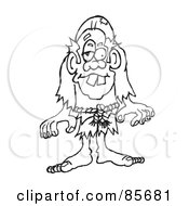 Royalty Free RF Clipart Illustration Of An Outlined Hunchback Man
