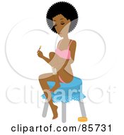 Royalty Free RF Clipart Illustration Of A Black Woman Sitting On A Stool And Waxing Her Legs