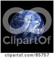 Poster, Art Print Of 3d Blue Globe Of Eurasia At Night With Clouds