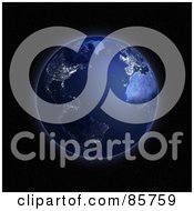 Royalty Free RF Clipart Illustration Of A 3d Night Time Globe With Lights From Space by Mopic