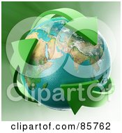 Poster, Art Print Of 3d Earth Engulfed In Green Recycle Arrows