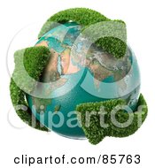 Poster, Art Print Of 3d Earth Engulfed In Leafy Recycle Arrows