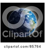 Royalty Free RF Clipart Illustration Of A 3d Globe With The Sun Rising On The Americas