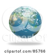 Royalty Free RF Clipart Illustration Of A 3d Cloudy Globe Featuring Asia