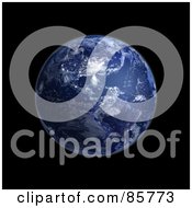 Royalty Free RF Clipart Illustration Of A 3d Blue Globe Of Night And Lights On The Americas
