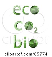 Poster, Art Print Of Digital Collage Of 3d Green Eco Co2 And Bio Words