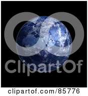 Royalty Free RF Clipart Illustration Of A 3d Blue Globe Of Night And Lights On Africa
