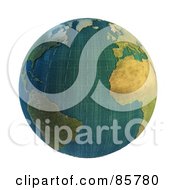 Royalty Free RF Clipart Illustration Of A 3d Sewn Fabric Globe With Loose Seams