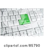 Royalty Free RF Clipart Illustration Of A 3d Green Search Button On A Computer Keyboard