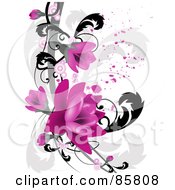 Poster, Art Print Of Pink Floral Grunge Design