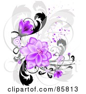 Poster, Art Print Of Purple Flower Grunge Design