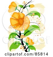 Poster, Art Print Of Orange Floral Grunge Design