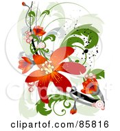 Poster, Art Print Of Red Floral Grunge Design