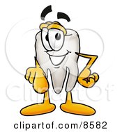 Clipart Picture Of A Tooth Mascot Cartoon Character Pointing At The Viewer