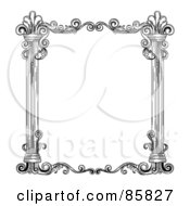 Royalty Free RF Clipart Illustration Of A Vintage Black And White Victorian Text Box Version 1