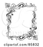 Royalty Free RF Clipart Illustration Of A Vintage Black And White Victorian Text Box Version 3
