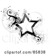 Royalty Free RF Clipart Illustration Of Black And Gray Vine Stars With Swirls by BNP Design Studio