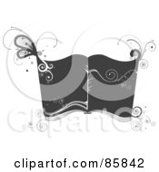 Poster, Art Print Of Gray And White Open Book With Vines And Swirls