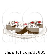 Poster, Art Print Of Cut Chocolate Brownies With Vanilla Frosting On A Plate