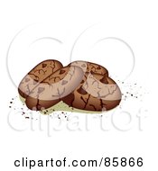 Royalty Free RF Clipart Illustration Of Fresh Chocolate Chip Cookies With Crumbs by BNP Design Studio