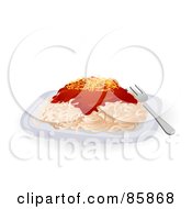 Royalty Free RF Clipart Illustration Of A Serving Of Fresh Spaghetti With Pasta Sauce And Cheese by BNP Design Studio