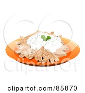 Royalty Free RF Clipart Illustration Of A Serving Of Pasta With White Sauce by BNP Design Studio