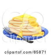 Poster, Art Print Of Stack Of Flap Jacks With Melting Butter