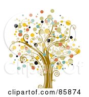 Royalty Free RF Clipart Illustration Of A Tree With Halftone Dot Foliage Version 2 by BNP Design Studio #COLLC85874-0148