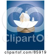 Royalty Free RF Clipart Illustration Of A Cabin Snow Globe On Blue by Rasmussen Images
