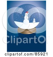 Poster, Art Print Of Frosty The Snowman Snow Globe On Blue