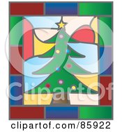 Poster, Art Print Of Christmas Tree Stained Glass Window Design