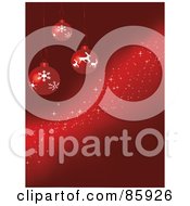 Royalty Free RF Clipart Illustration Of A Magical Red Christmas Ball Background With Sparkles And Copyspace by Rasmussen Images