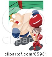 Poster, Art Print Of Short Boxer Socking A Fat Opponent