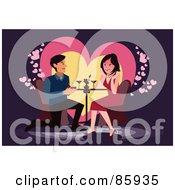 Royalty Free RF Clipart Illustration Of A Man Kneeling Beside His Blushing Girlfriend And Proposing To Her
