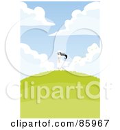 Poster, Art Print Of Pretty Woman In A White Dress And Hat Standing On A Hill Top