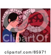 Royalty Free RF Clipart Illustration Of A Loving Woman Blowing Pink And Red Hearts by mayawizard101
